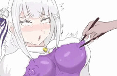 引っ張られるエミリア