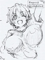 ボーイッシュ巨乳幼馴染 設定画ラフ【Fantia更新】