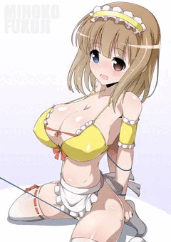 コードに絡まるメイド水着のキャプテン