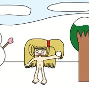 雪の寒さに強いロシアの少女