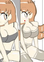 過去絵リメイク！うちの子・ジェニファーの下着姿 2023vs2025