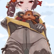 千織　下から覗くとおへそが見えます