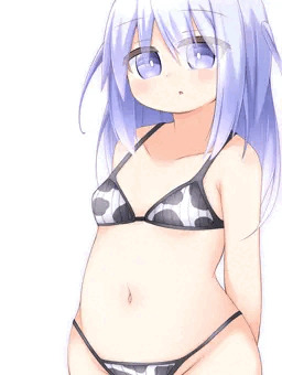 リブ生地牛水着