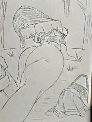 林の中で美少女が脱がされているところ