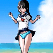 夏のセーラー服チラ