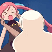 まほのほっぺをつねるきあら