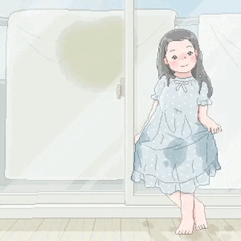 朝風呂に向かう姪っ子