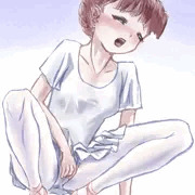 股間に指先を添えるバレエ少女