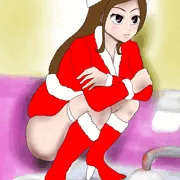 ラフ画クリスマスイラストシリーズJDサンタうんこトイレ＆クン二