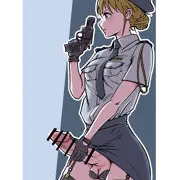 二丁拳銃を構えるふたなり婦警
