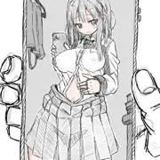 自撮り女の子のお腹見せ