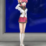 敬礼するミルフィーユさん（性癖差分付き）