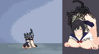 悪夢屋敷・無限牢獄　敵敗北エロシーン基本アニメーション07