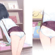 鞄にスカートが引っかかってぱんつ丸出しになっちゃった子