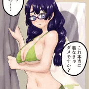 水着を試着する田舎娘