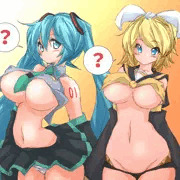 お洋服が小さすぎていろいろまるだしになっちゃうミクちゃん（＋リンちゃん）