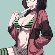 アイスとニーソと三白眼娘