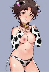 おっぱい丸出し牛娘