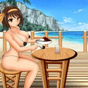 マイクロビキニハルヒちゃんに海の家でカレー食べてもらうだけの絵