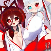 Yuki and Go-chan in miko uniform🥰