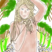 名前知らない外国の金髪の女の子のヌード 写真を勝手に描いてみた。