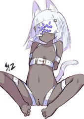 褐色銀髪ねこちゃん拘束目隠し