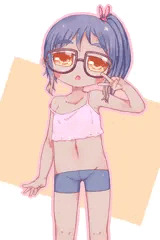 眼鏡キャミスパッツ褐色ジト目ロリ！