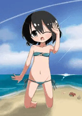 水着で海へ