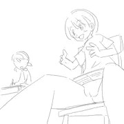 教室でノーパン。