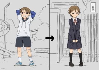 〇学校を卒業して1年間姿を見せなかった親友が女子の制服を着て現れた件