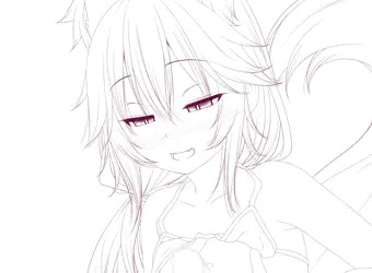 小さな玉藻の前にもにゅもにゅしてもらう日　線画