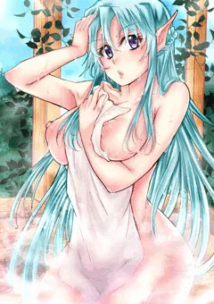 湯浴み中のエルフさん