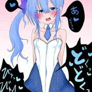 すいちゃんとプールエッチ❤バニー白パンスト青網タイツ六角❤