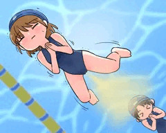 泳ぎながら