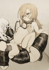 ラバー拘束されたふたなり受けあかりちゃんとボテアイちゃん先輩