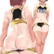 くい込みを直したらお尻丸出しになってしまった陸上部の先輩
