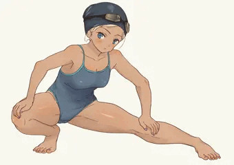 準備体操中のギャル崎さんをじっくり眺めてみた