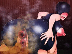 ２穴責めでぽっかり開いたアナルから大量脱糞