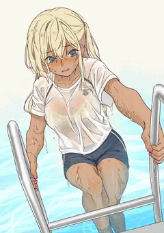 プールに落ちてびしょ濡れのギャル崎さん