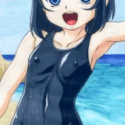 スク水少女と海にて