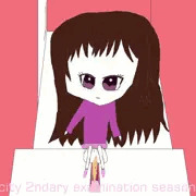 試験前に小便する少女