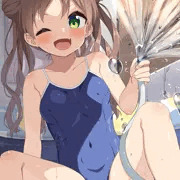 夏のプールでスク水えちえち
