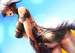 アウラ族（FF14）の冒険者VS砂漠オナホワーム（苗床化）