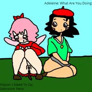 Adeleine & Ribbon Poops Outside 