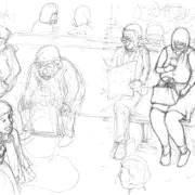 駅構内での出来事　鉛筆画3