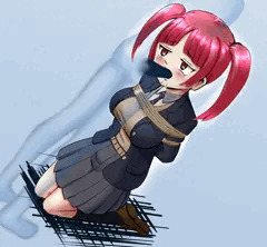 ツインテブレザー女子拘束フェラ