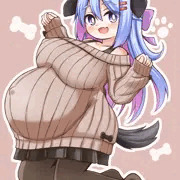 ボテ腹わんわんオフショルニット