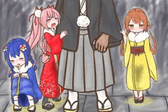 神社にて