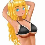 金髪褐色メイドのビキニとおっぱい