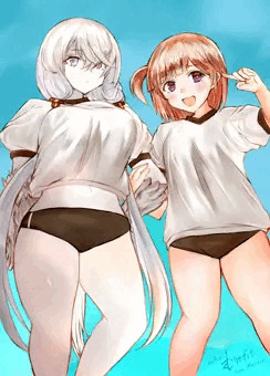 体操着ブルマ姿のリラさんロミィさんコンビ